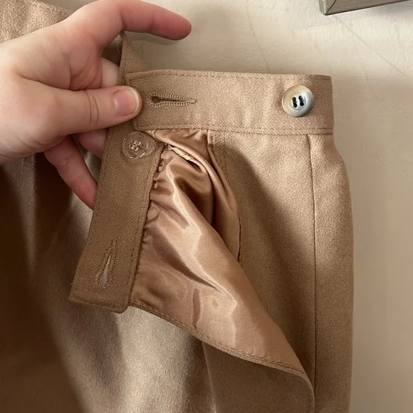 Vintage Pendleton Tan Virgin Wool A-Line Midi Skirt Size 16 Normcore - Picture 4 of 10